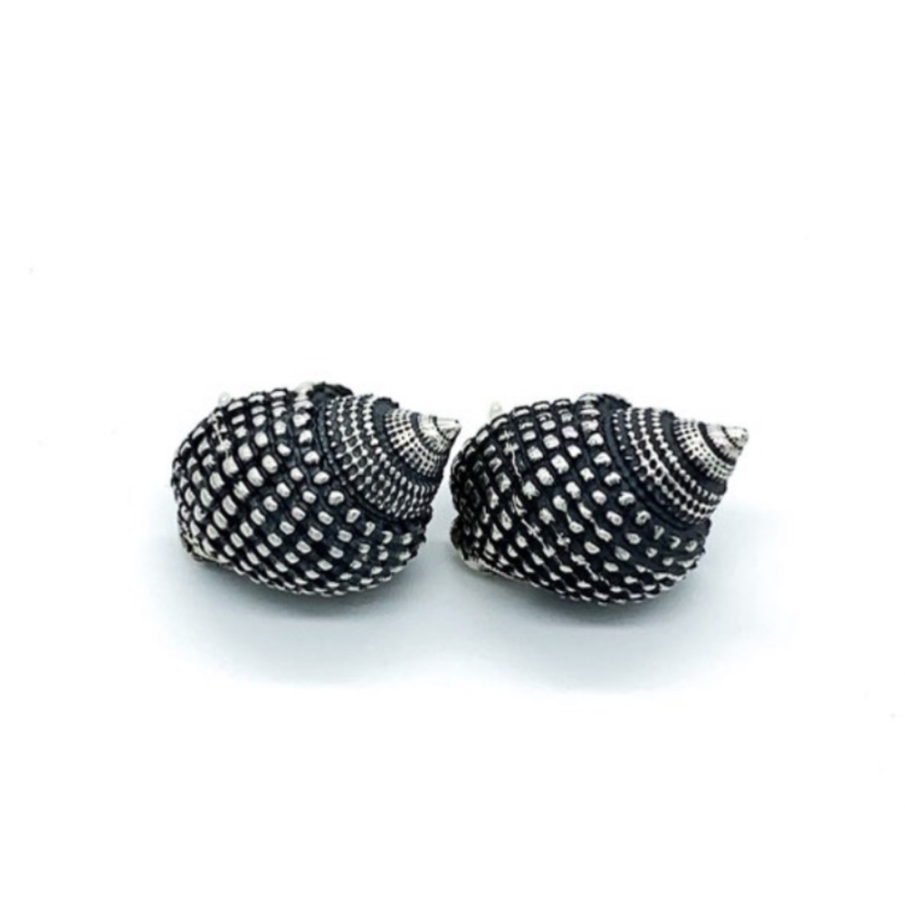 Vintage Heavy Sterling Silver Spiral Sea Shell Post Earrings